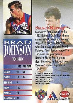 1996 Select AFL #83 Brad Johnson Back